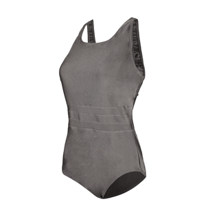 Malla Darling Tricot De Natacion Mujer Con Alforza Gris