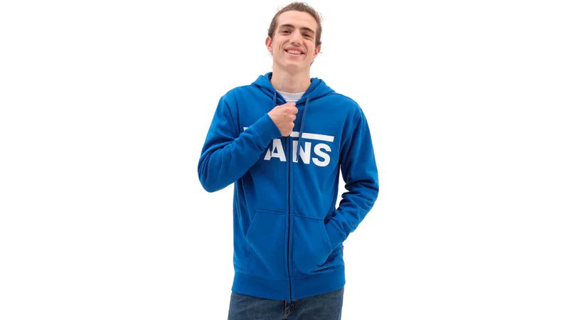 Campera Con Capucha Vans Hombre Classic Full Zip II Azul en