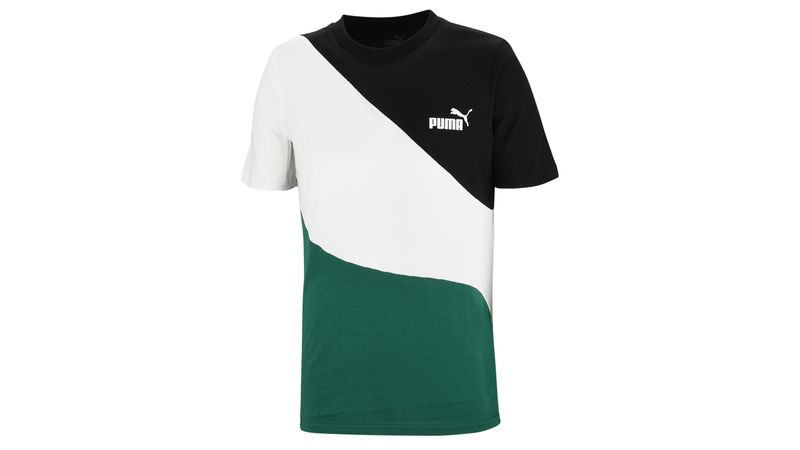 Remera Puma Hombre Power Cat Manga Corta Verde en Sportotal