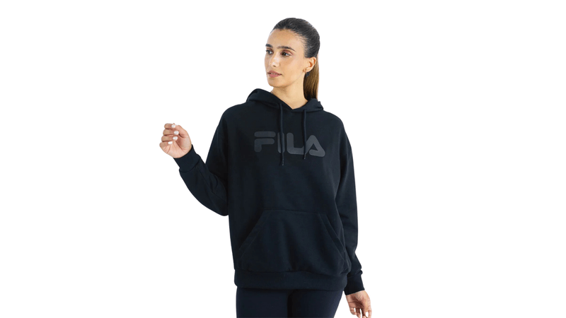 Buzo Canguro Fila Mujer Lettering Ii Gris Sportotal