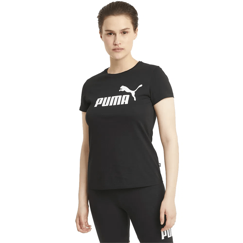 Remera-Puma-Mujer-Essentials-Logo-Manga-Corta-Negra